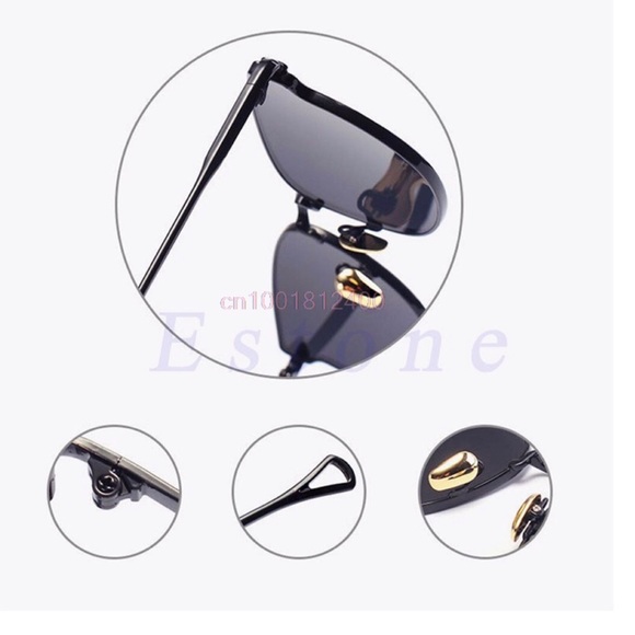 Cat-Eye Pink Mirror Gold Wire Rim Sunglasses - Picture 5 of 7